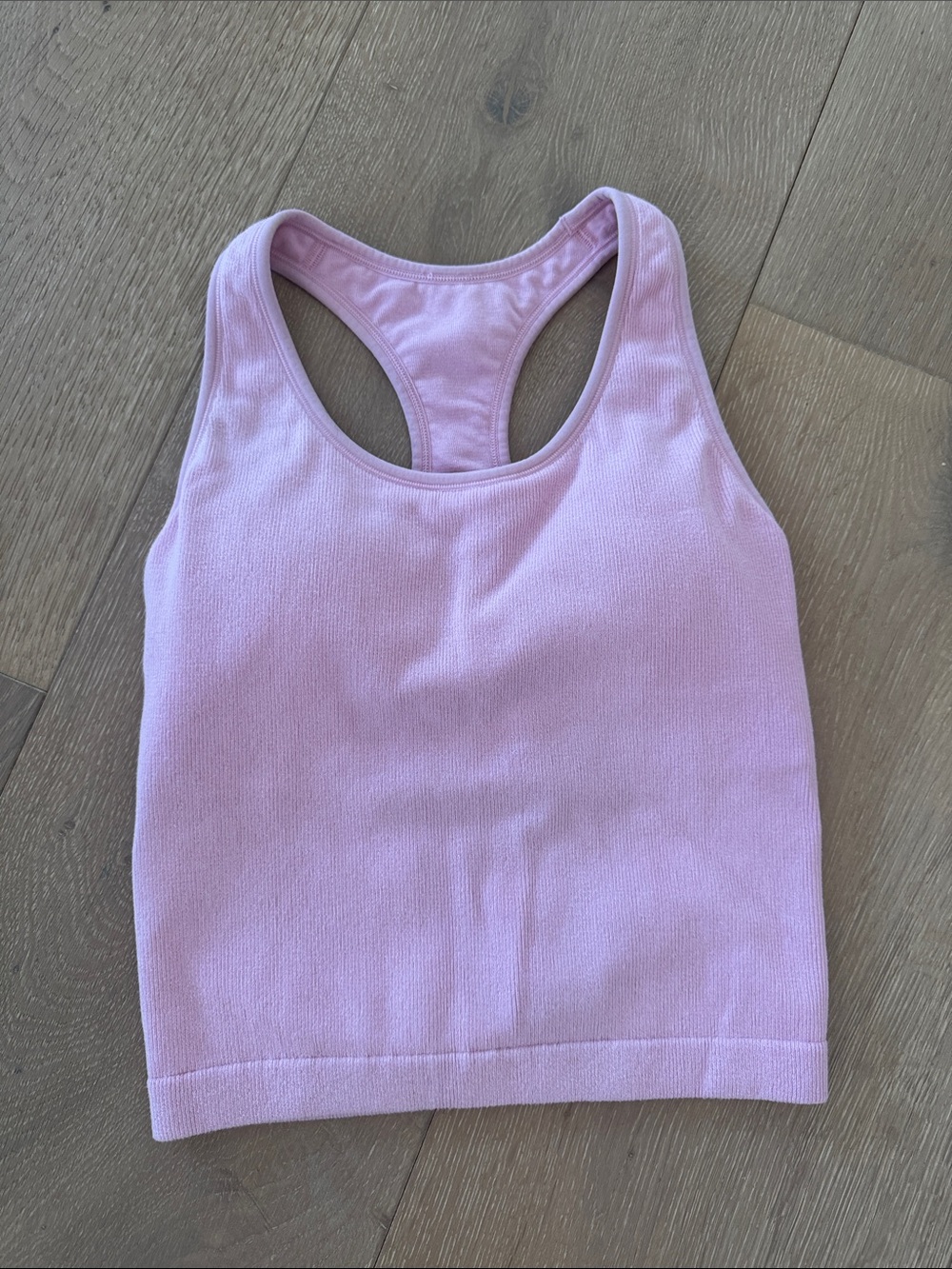 Light Pink Racerback Crop Tank with built in bra